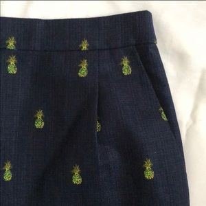 J.Crew navy skirt with pineapple print